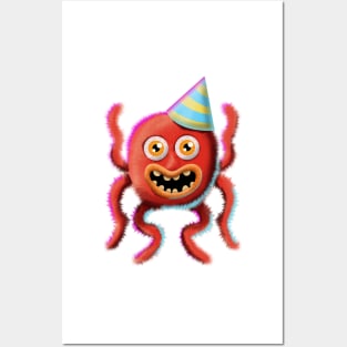 Colorful Birthday Monster Octopus (no shadow) Posters and Art